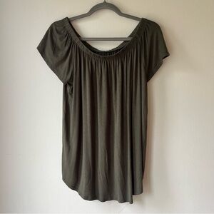 George olive green off the shoulder blouse size small boho oversized summer top